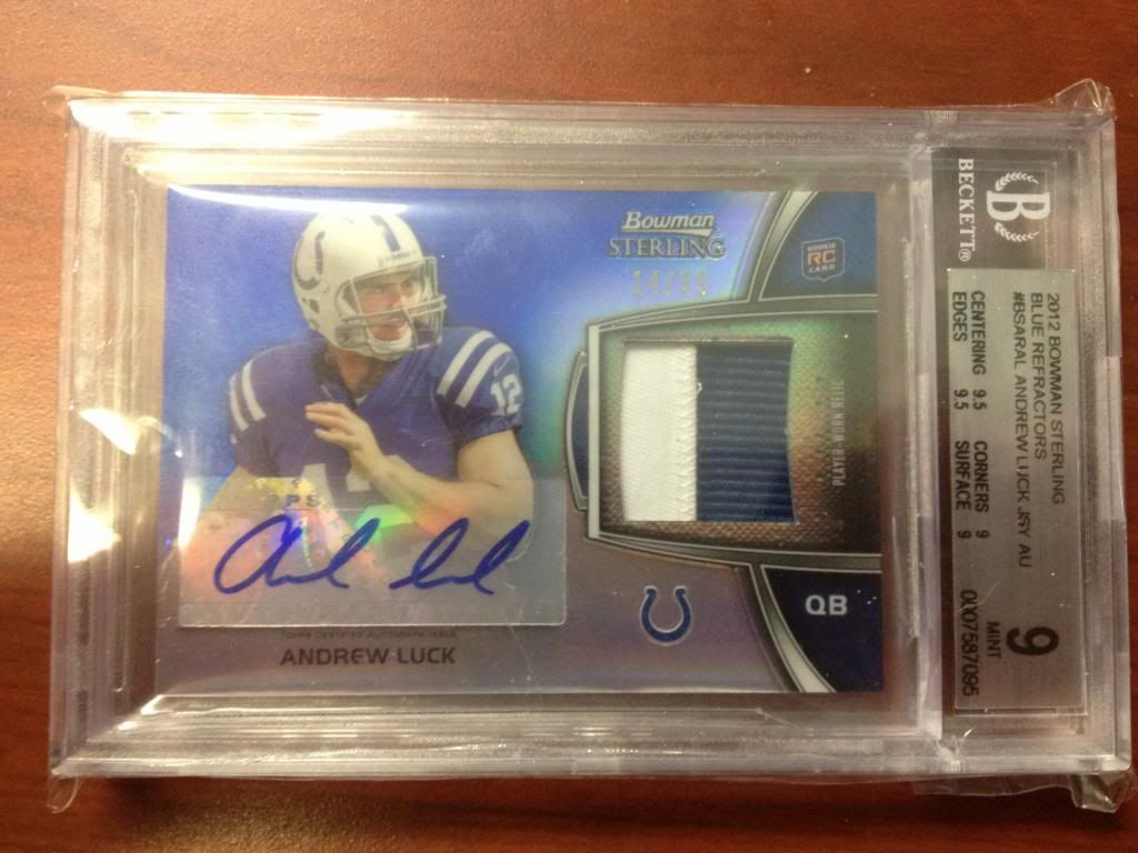 Blue ref Andrew Luck auto patch BGS 9 FT - Blowout Cards ...