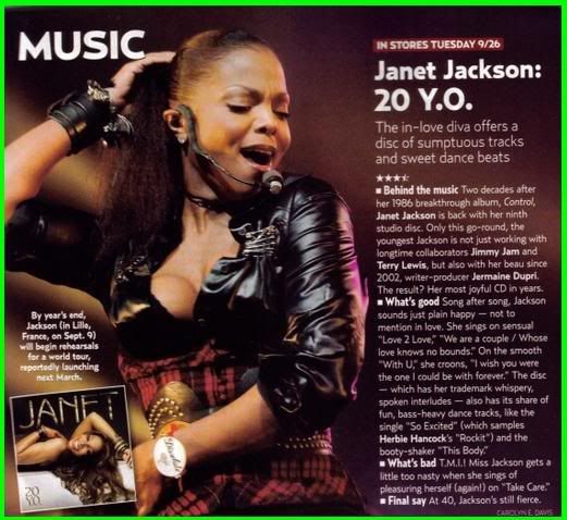 Us Weekly gives Janet's 20 Y.O. 3.5 stars!