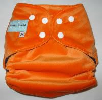 Laminated Orange with navy fleece inner and white snaps
