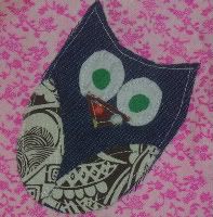 Owl Appliqued Hot Pink Floral Half-Apron